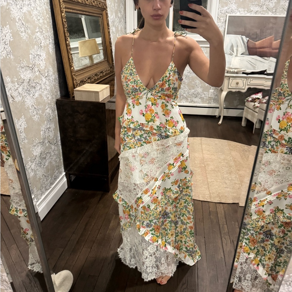 For Love And Lemons Floral Patchwork Maxi Dress